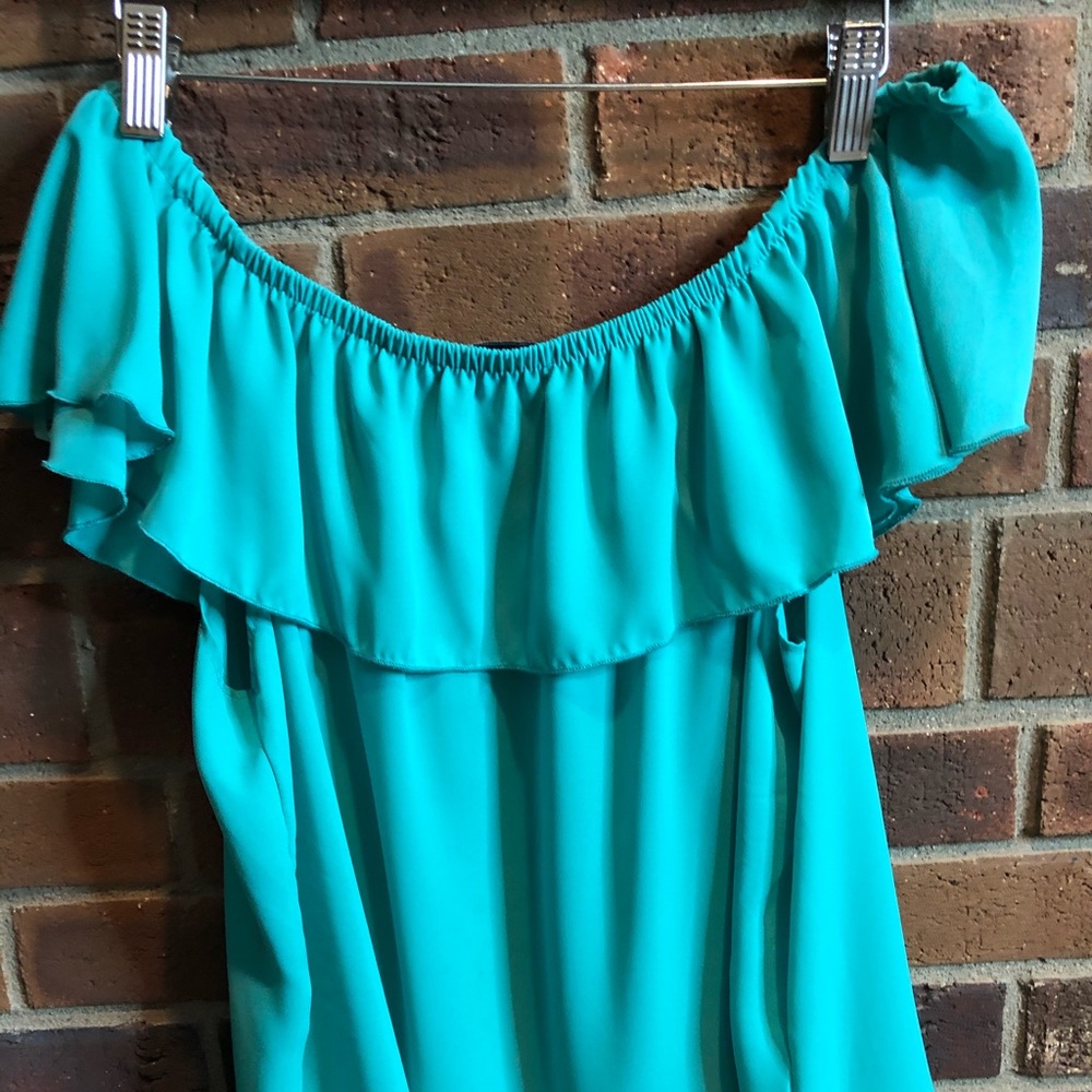 Large turquoise off the shoulder top